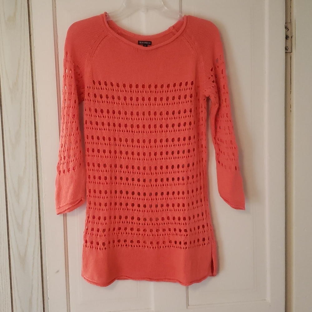 Hannah brand coral Fall sweater sz S